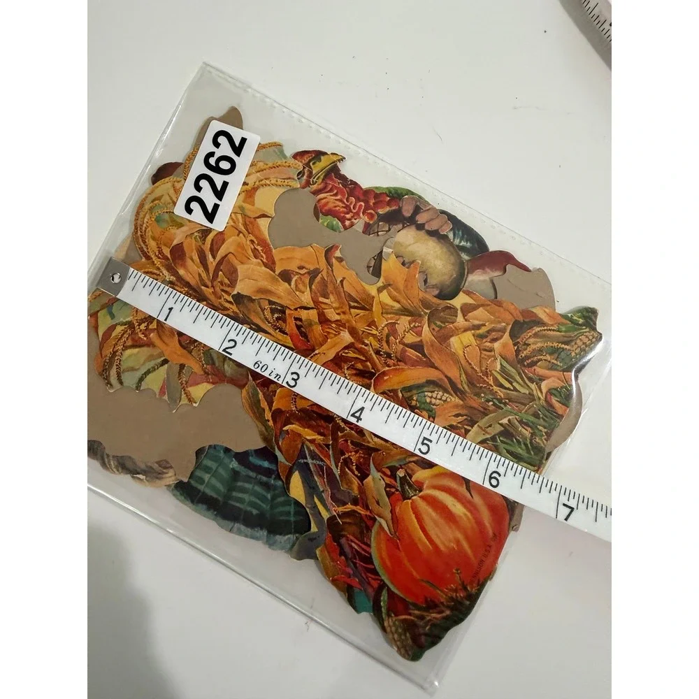 VTG Dennison Thanksgiving Die Cut Decorations  Multicolor Holiday Decor 4pc